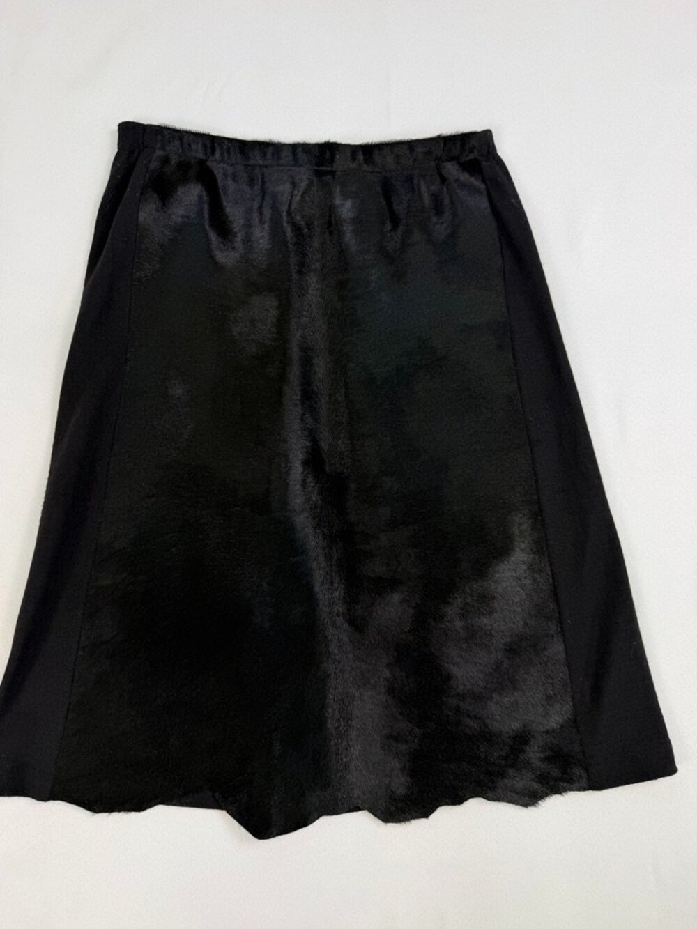 Roz & Ali‎ Genuine Calf Hair A-Line Skirt Black Small